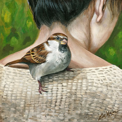 original sold-prints available-Leo-sparrow painting_sperling spatz kunst gemaelde